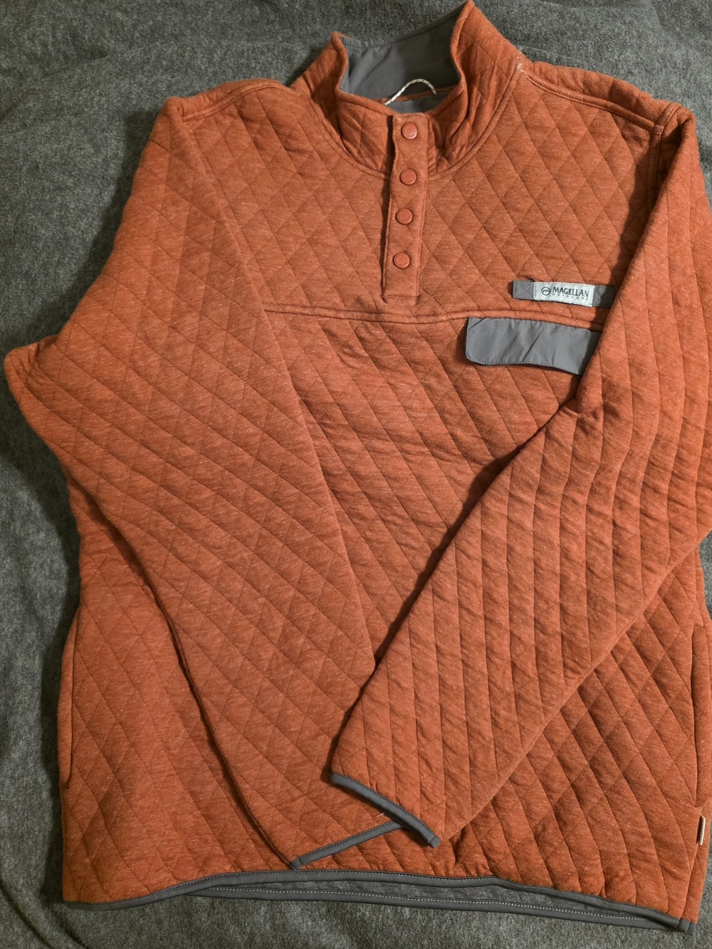 Magellan Outdoors Men's Quilted Pullover Sweater - Rust
